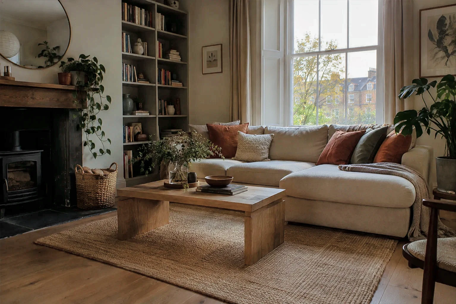 The same AI-generated living room after automatic exposure correction